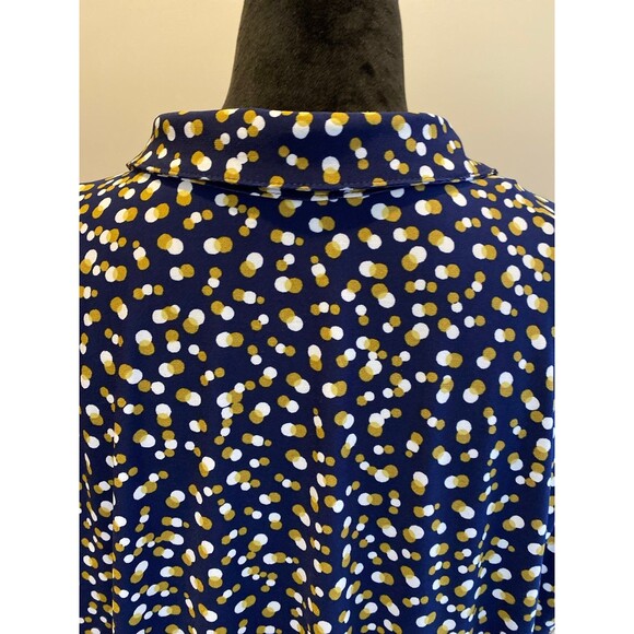 Jones New York Blouse Size ? 1X or 2X + Stretch Navy Polka Dot Sleeveless Collar - Picture 5 of 11